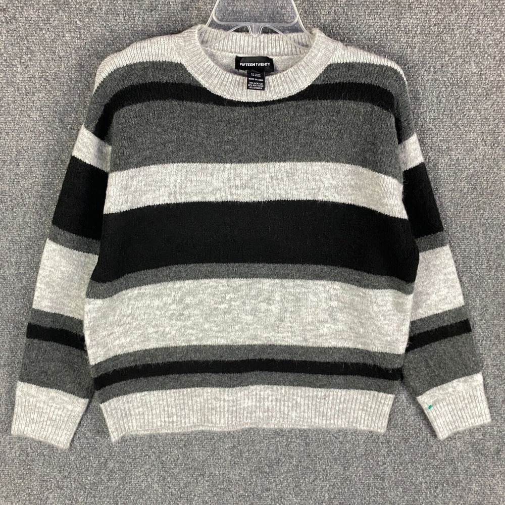 Fifteen Twenty Sweater Women's Small Pullover Striped Crew Neck Acrylic Blend S‎